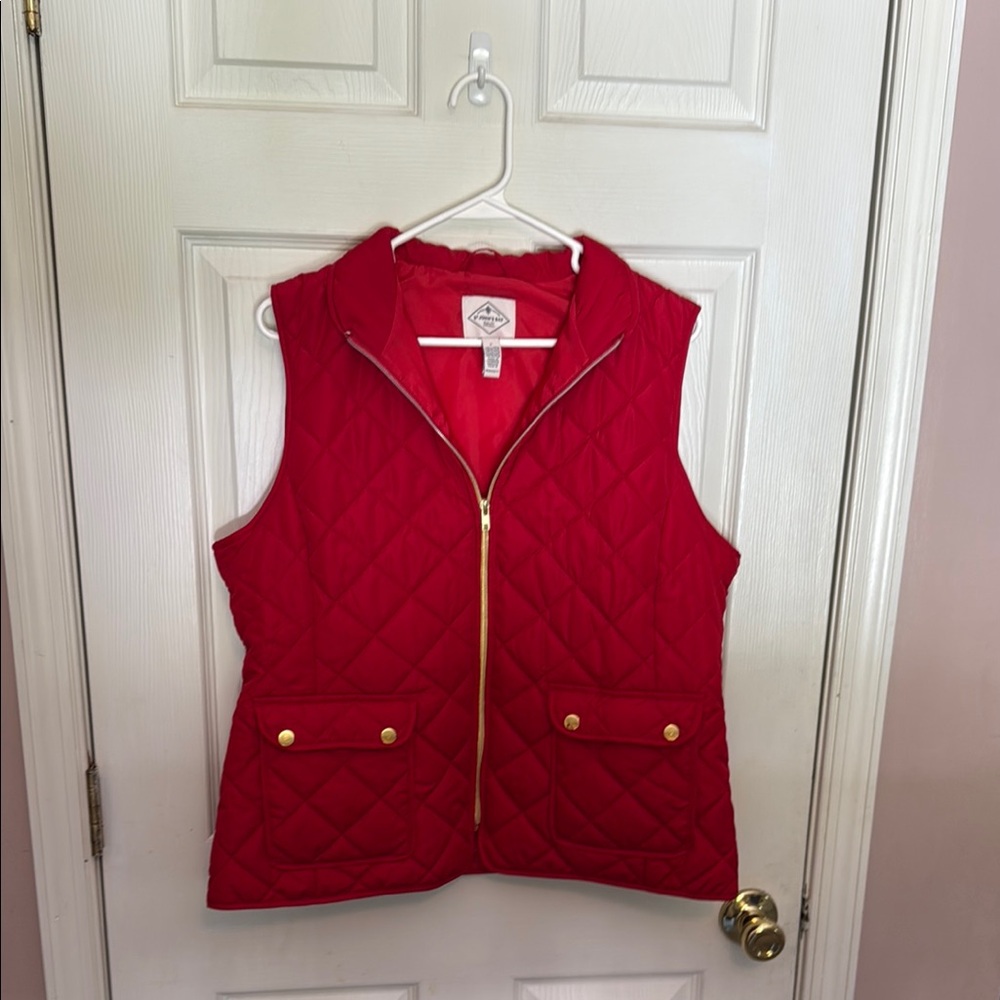 St. John's Bay Vibrant Red Zip Up Vest